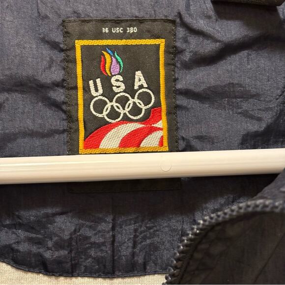 Retro 90s USA Olympics Navy Blue White Windbreaker Jacket Size Large - Picture 5 of 7